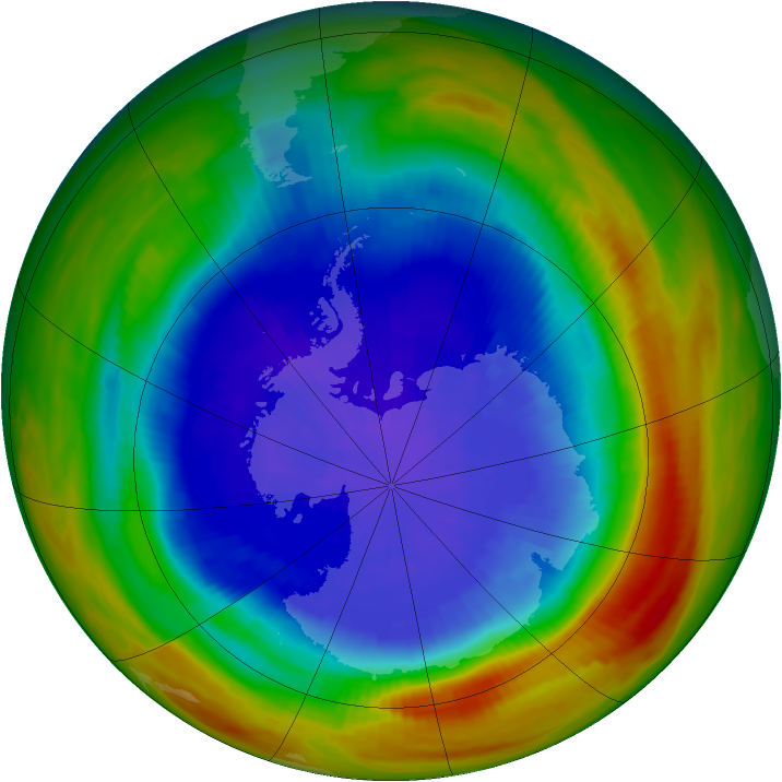 Antarctic ozone map for 23 September 1991